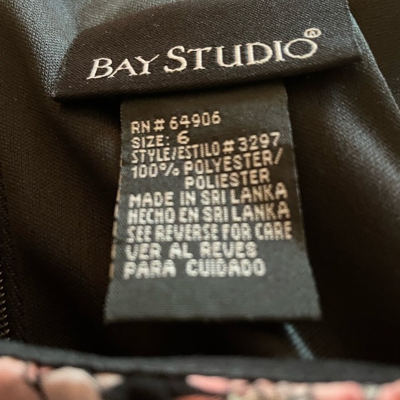 Bay Studio Black & White Ditsy Floral Print Slip Dress V-Neck Flared - Picture 4 of 7